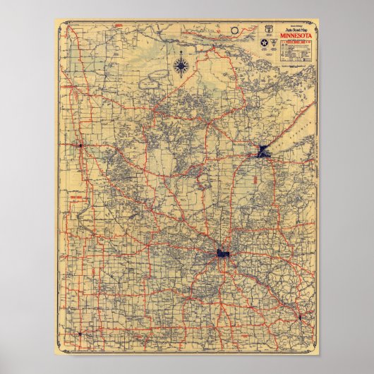 Standaardkaart Minnesota Poster (Voorkant)