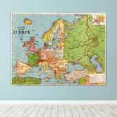 Standaardkaart van Bacon voor Europa (1925) Canvas Afdruk (Insitu (Houten vloer))
