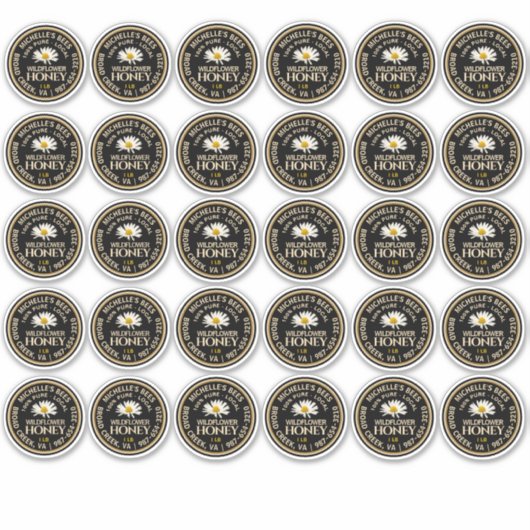 Standard Mason Jar Lid Honey Étiquette Daisy 2,125 (Devant)