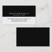 Standard noir blanc Grandes Carte de visite modern (Devant / Derrière)