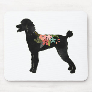 Standard Poodle Hondenras Boho Floral Silhouette Muismat