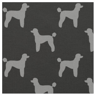 Standard Poodle Silhouettes Pattern Grey and Black Stof