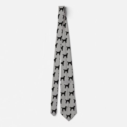 Standard Poodle Silhouettes Pattern Grey and Black Stropdas (Achterkant)