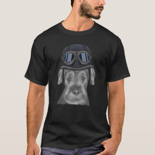 Standard Schnauzer Wearing Motorcycle Helm T-shirt