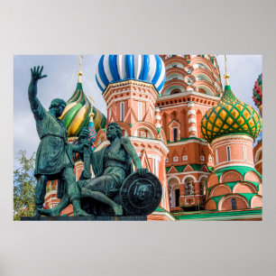 Standbeeld en St. Basil's Basiliek Poster