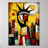 Standbeeld Liberty Huidige Abstract Expressionisme Poster (Voorkant)