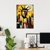 Standbeeld Liberty Huidige Abstract Expressionisme Poster (Thuiskantoor)