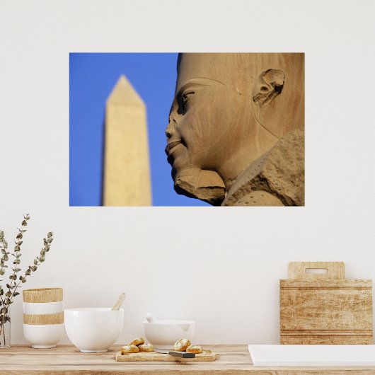 standbeeld van Amun-Re met Obelisk, Karnak (Egypte Poster (Keuken)