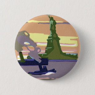 Standbeeld van de Vrijheid in New York City, Vinta Ronde Button 5,7 Cm