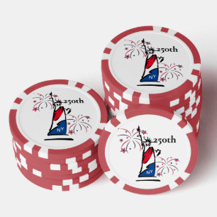 Standbeeld van de Vrijheid met Vuurwerk 250e Onafh Poker Chips