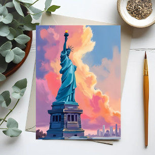 Standbeeld van de Vrijheid New York City Aquarel Briefkaart