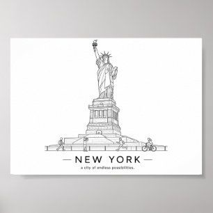 Standbeeld van de Vrijheid New York Lijntekening Poster