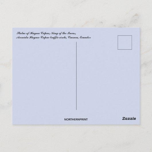 Standbeeld van Huyna Cápac Cuenca Ecuador Briefkaart (Achterkant)