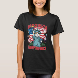 Standbeeld van Liberty Cat Meowica Onafhankelijkhe T-shirt