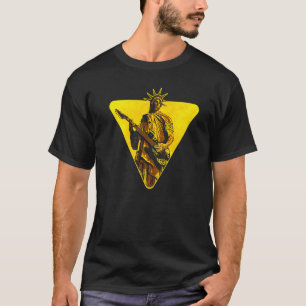 Standbeeld van Liberty dat elektrische gitaarbass T-shirt