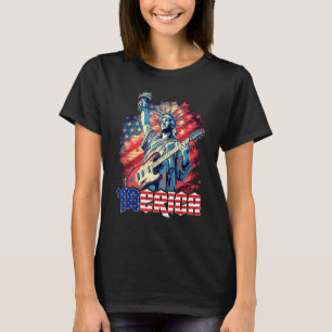 Standbeeld van Liberty dat gitaar speelt 4 juli Me T-shirt