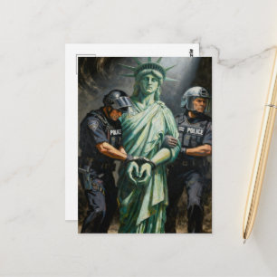 Standbeeld van Liberty gearresteerd ansichtkaart Briefkaart