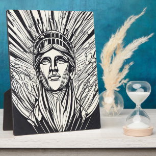 Standbeeld van Liberty Modern Lijnkunst Afdruk Fotoplaat