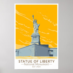 Standbeeld van Liberty National Monument Vintage Poster