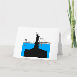 Standbeeld van Liberty Silhouette New York Skyline Kaart