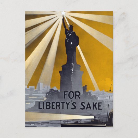 Standbeeld van Liberty Torch & US Navy Tweede Were Briefkaart (Voorkant)