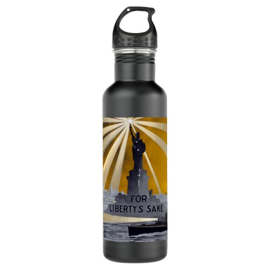 Standbeeld van Liberty Torch & US Navy Tweede Were Waterfles (Voorkant)