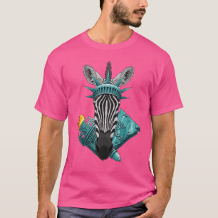 Standbeeld Van Liberty Zebra 4e Juli Dier VS Ameri T-shirt