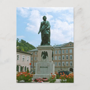 Standbeeld van Mozart in Salzburg Feestdagenkaart