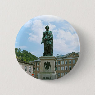 Standbeeld van Mozart in Salzburg Ronde Button 5,7 Cm