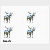 standbeeld van Silver Moose Rechthoekige Sticker (Vel)