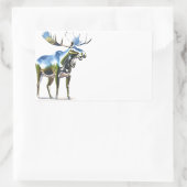 standbeeld van Silver Moose Rechthoekige Sticker (Tas)