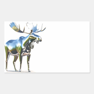 standbeeld van Silver Moose Rechthoekige Sticker