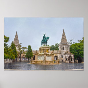Standbeeld van Sint-Stefanus, Boedapest, Hongarije Poster