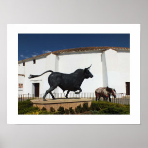 Standbeeld van stier en Spaans paard Poster