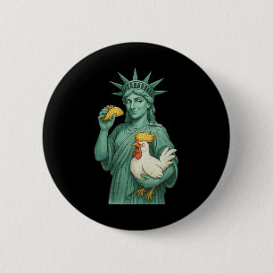 Standbeeld Van Vrijheid Subtiele Anti Trump Kip Ta Ronde Button 5,7 Cm