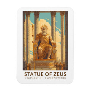 Standbeeld van Zeus Zeven Wereldwonderen Vintage Magneet
