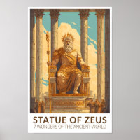 Standbeeld van Zeus Zeven Wereldwonderen Vintage