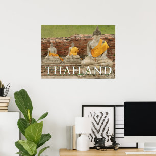 Standbeelden van zittende Boeddha's   Ayutthaya, T Poster
