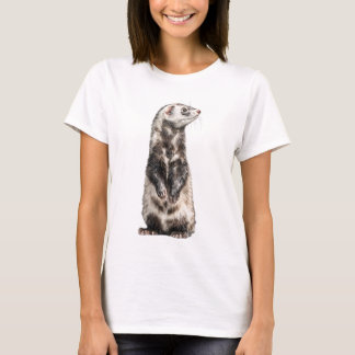 Standing Curious Sable Ferret Portrait Women T-shirt