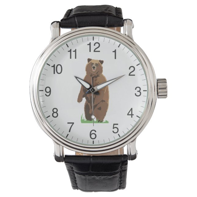 Standing Grizzly Bear Horloge (Voorkant)