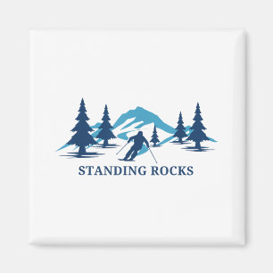 Standing Rocks Wisconsin Ski Resort Skiër _ Magneet