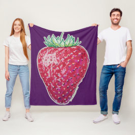 Standing Strawberry Fleece Deken