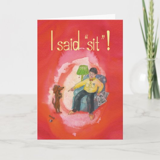 Standing Teckel - Grappig Krijg Goed Wenskaart Kaart (Voorkant)