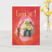 Standing Teckel - Grappig Krijg Goed Wenskaart Kaart (Gele Bloem)