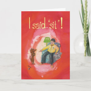 Standing Teckel - Grappig Krijg Goed Wenskaart Kaart