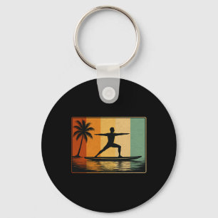 Standup Paddle Board Yoga Voor Mannen Vintage Surf Sleutelhanger