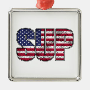Standup Paddling SUP American Flag Metalen Ornament