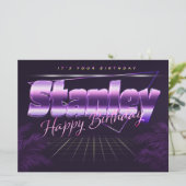 Stanley Nom Prénom carte rétro lilas Anniversaire (Debout devant)