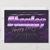 Stanley Nom Prénom carte rétro lilas Anniversaire (Devant)