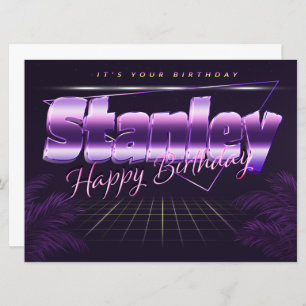 Stanley Nom Prénom lila retro Carte Anniversaire